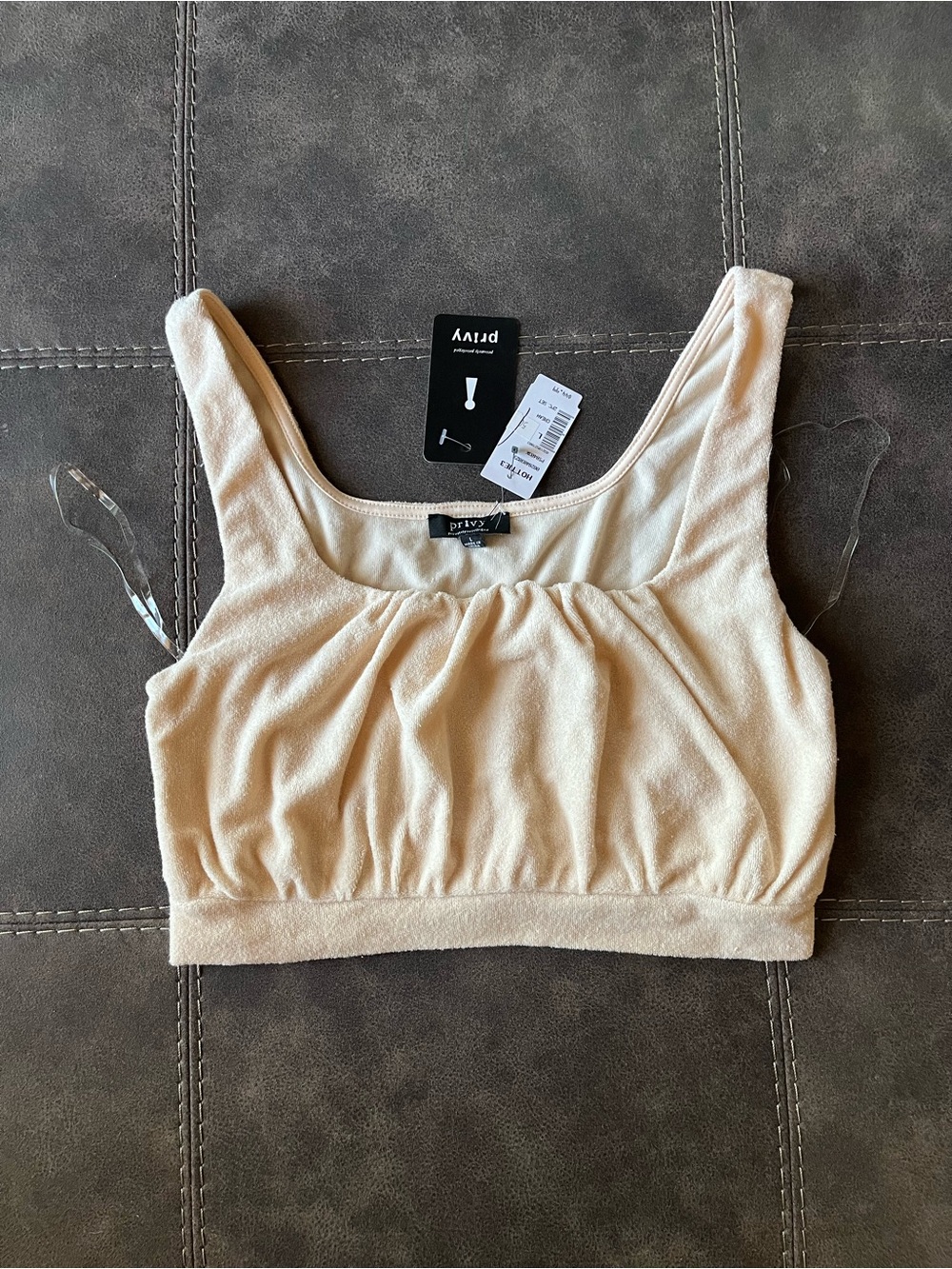 privy Cream Gathered Cropped Tank Top